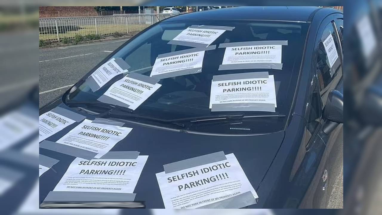 Разъярённый мужчина обклеил неправильно припаркованный автомобиль  листовками - Quto.ru